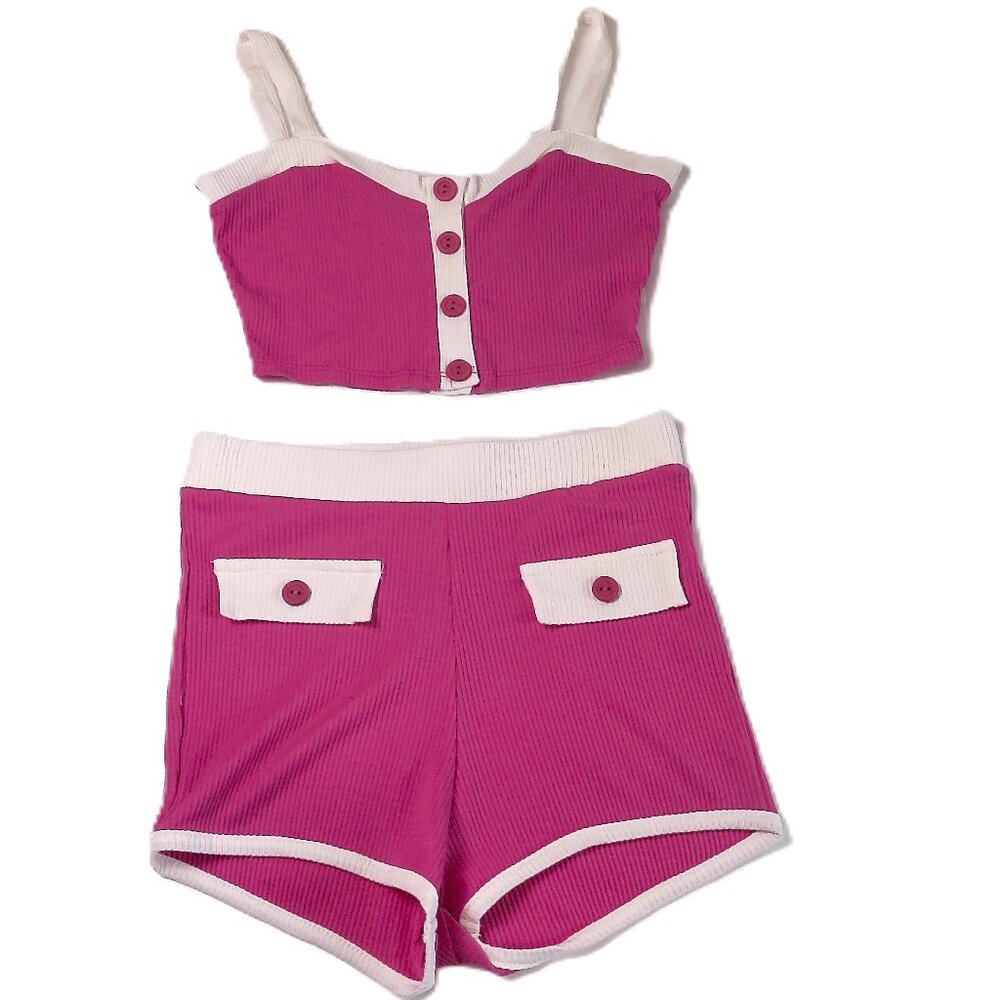 2-piece set MEDIUM Cami Top + High-waist Shorts summer beach wear